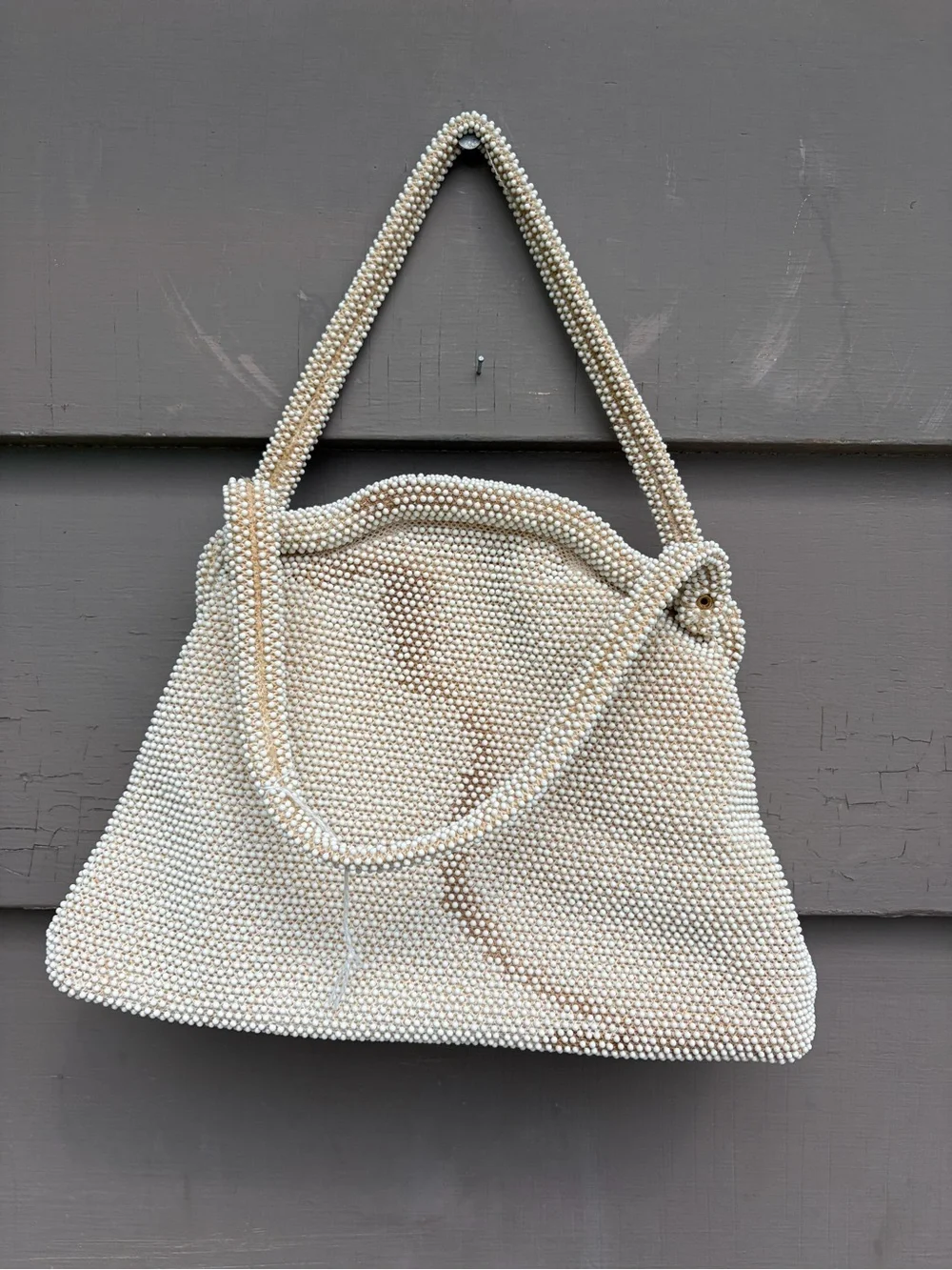 Vintage Ivory Pearl Beaded Handbag